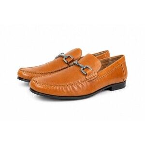 Donald Pliner Dacio Leather Horsebit Loafers Cognac Slip On Shoes Men's 9.5M